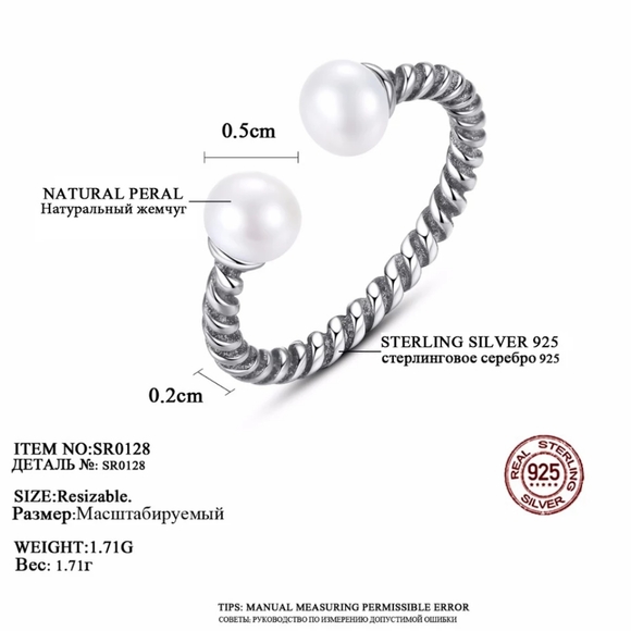 *NEW Pearl Twist Ring | 925 Sterling Silver - Picture 14 of 15